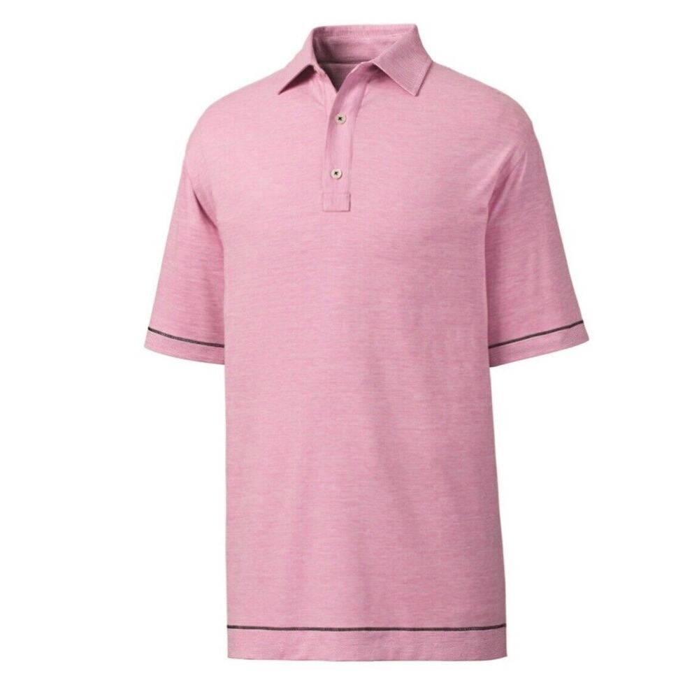 FootJoy Golf Polo Shirt Mens Large Pink Microstripe Legend